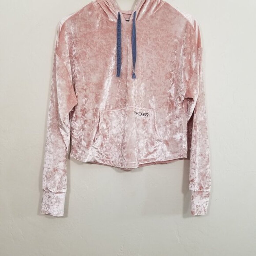 Spyder Pajama Velour Hoodie Cropped Pullover Top Long Sleeve Size S